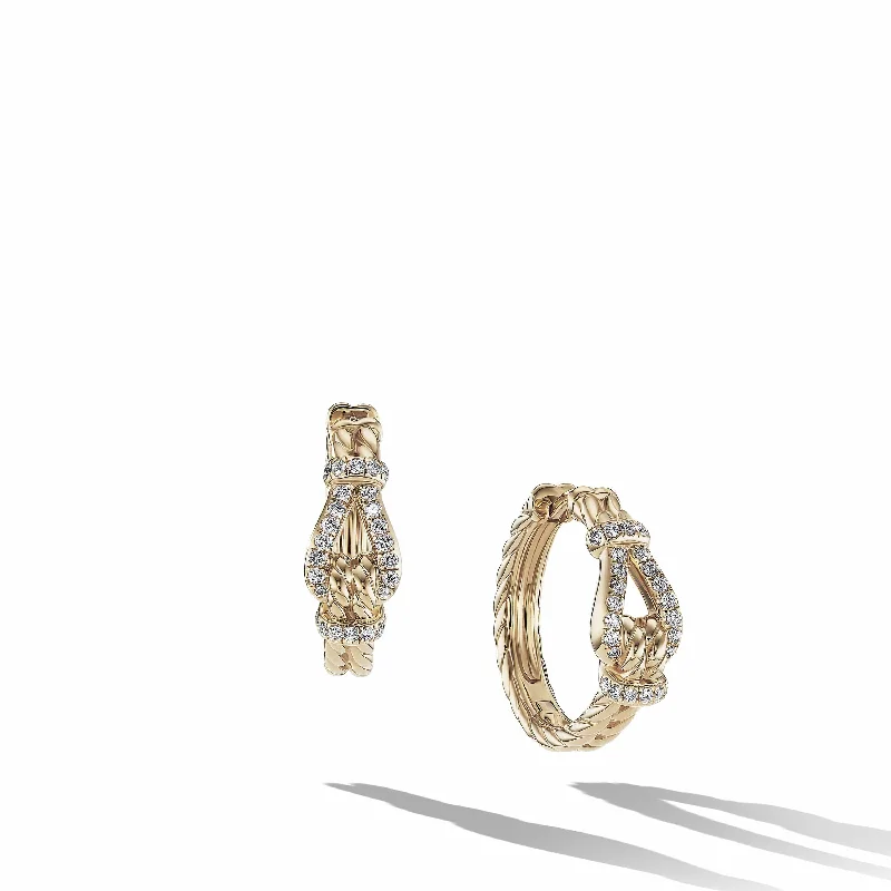 Thoroughbred Loop Hoop Earrings in 18K Yellow Gold with Pave Diamonds