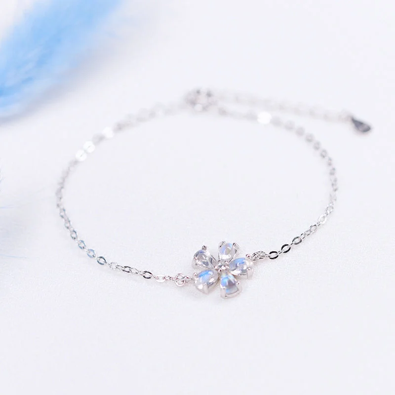 Moonstone Bracelets in White Gold Plated Sterling Silver Unique Jewelry Accessories Gift Women