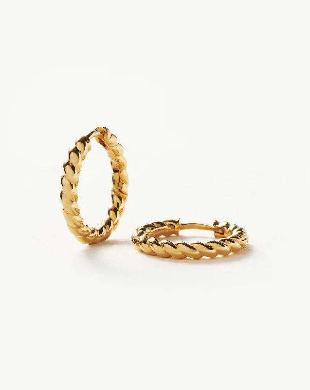 Twisted Helical Small Hoop Earrings | 18ct Gold Vermeil