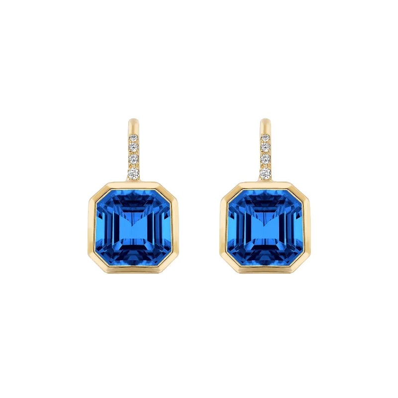 London Blue Topaz Gossip Earrings with Diamonds