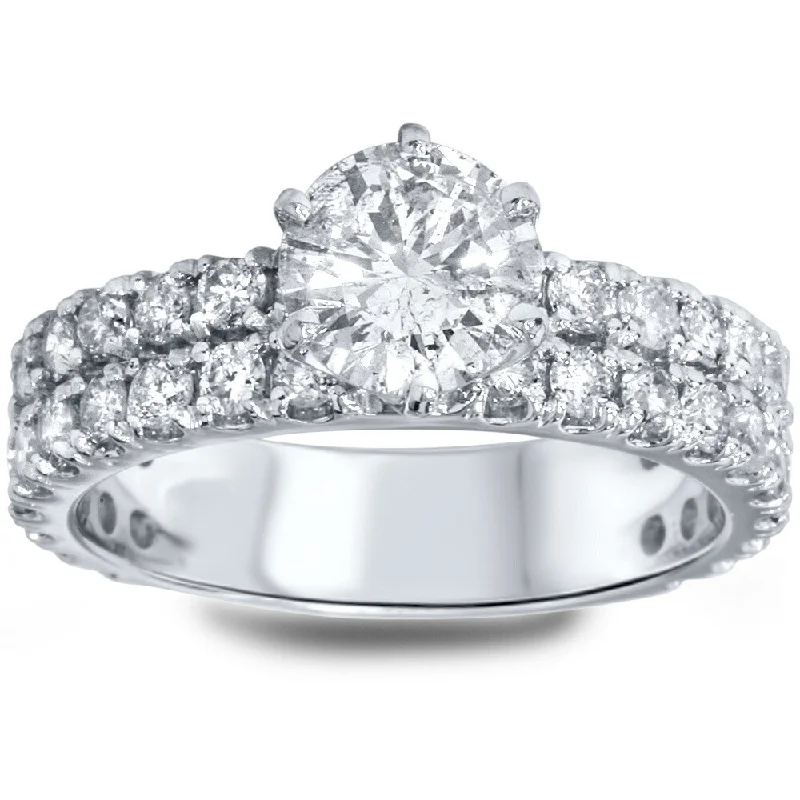 14k White Gold 2 1/2ct TDW Diamond Double Row Engagement Ring