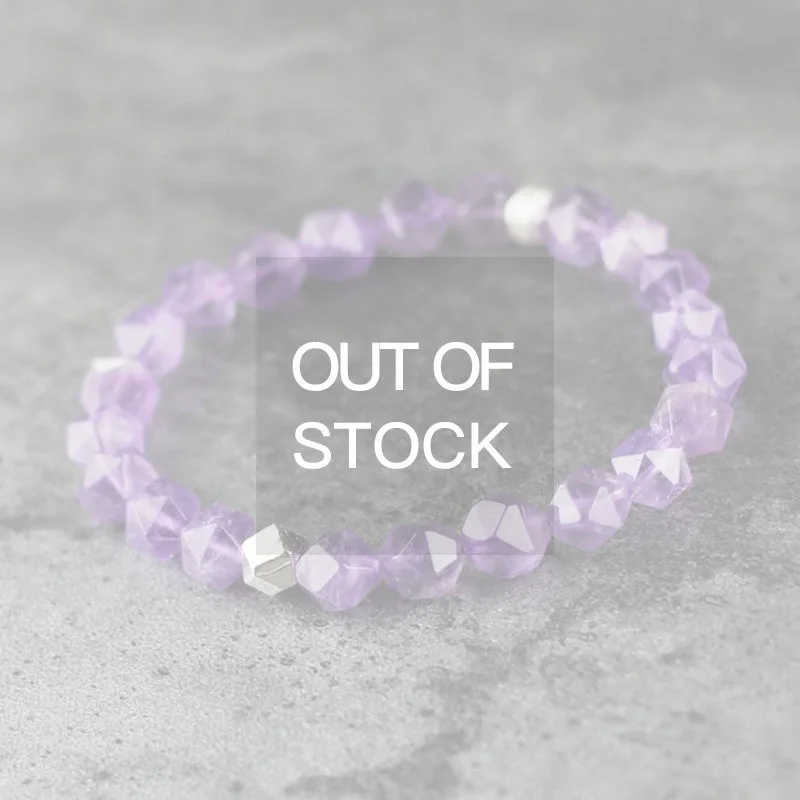 Faceted Amethyst Beaded Bracelet with Sterling Silver Handmade Jewelry Accessories Women