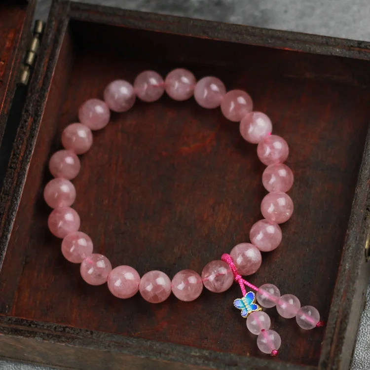 Rose Quartz Beaded Bracelet Handmade Gemstone Jewelry Accessories Gifts For Women