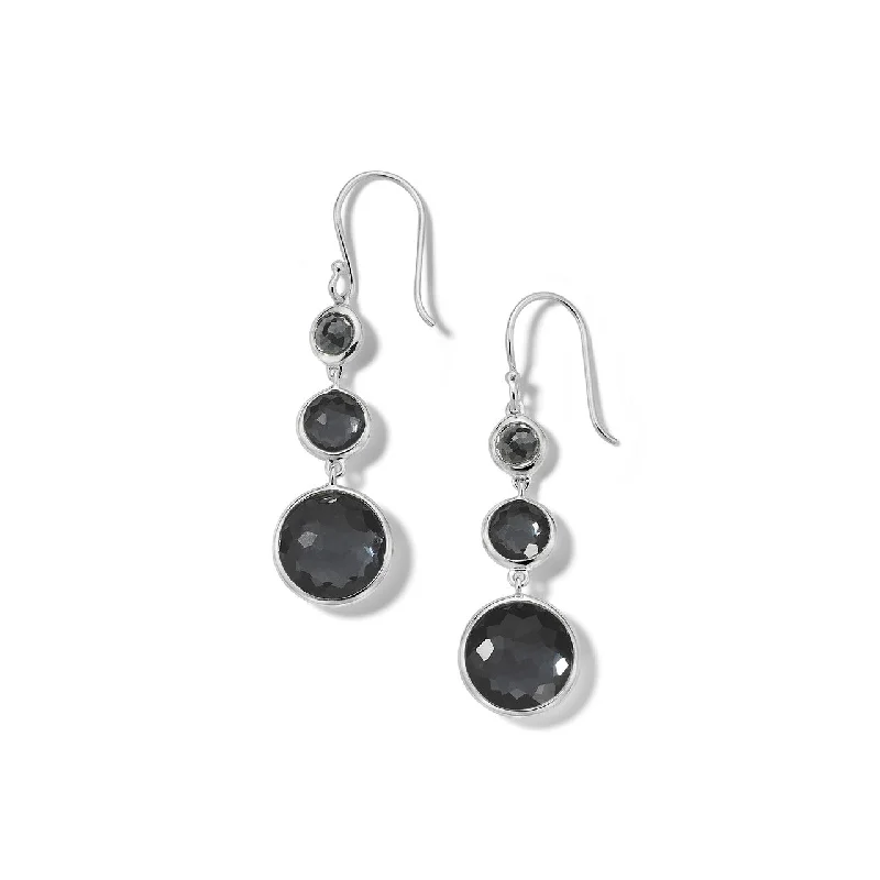 Lollitini Hematite Doublet 3-Stone Drop Earrings