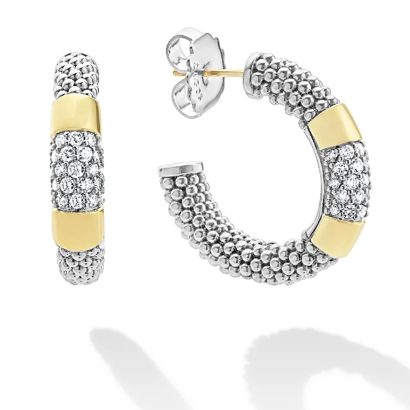 Gold Station Diamond Hoop Earrings