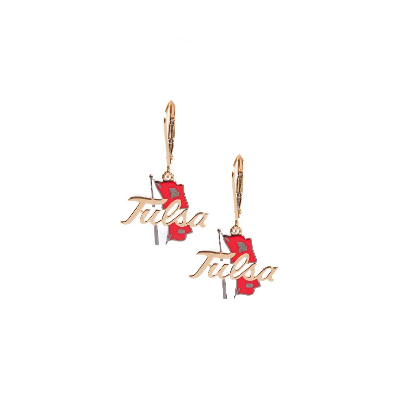 TU Earrings with Red Enamel