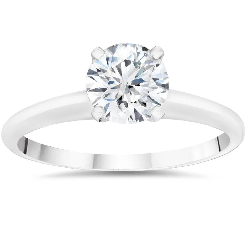 14k White Gold 3/8ct Round Cut Lab Grown Eco Friendly Diamond Solitaire Engagement Ring