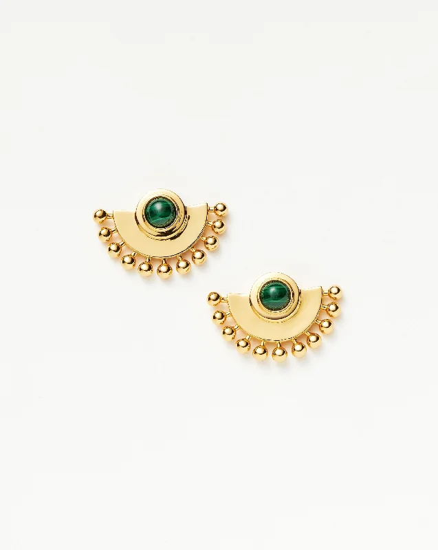 Zenyu Fan Gemstone Stud Earrings