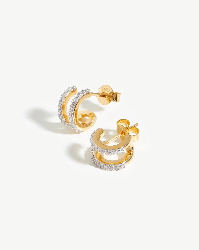 Pave Double Huggies | 18ct Gold Vermeil/Cubic Zirconia