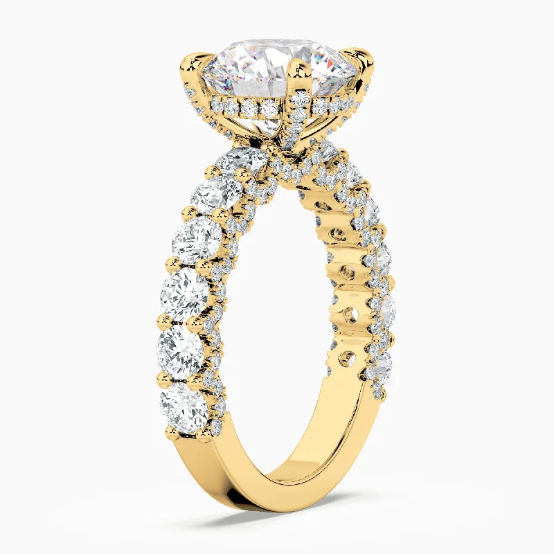 Auriya 14kt Yellow Gold Lab Grown Round Diamond Engagement Ring with Round Crescent (F-G, VS)