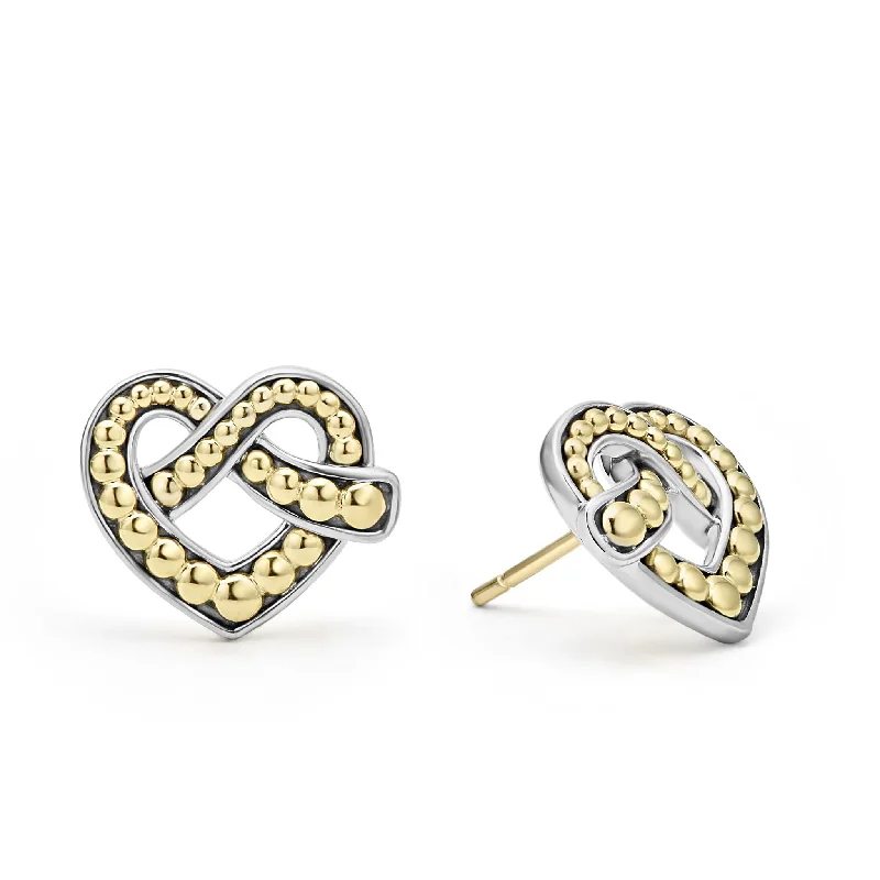 Two Tone Heart Stud Earrings