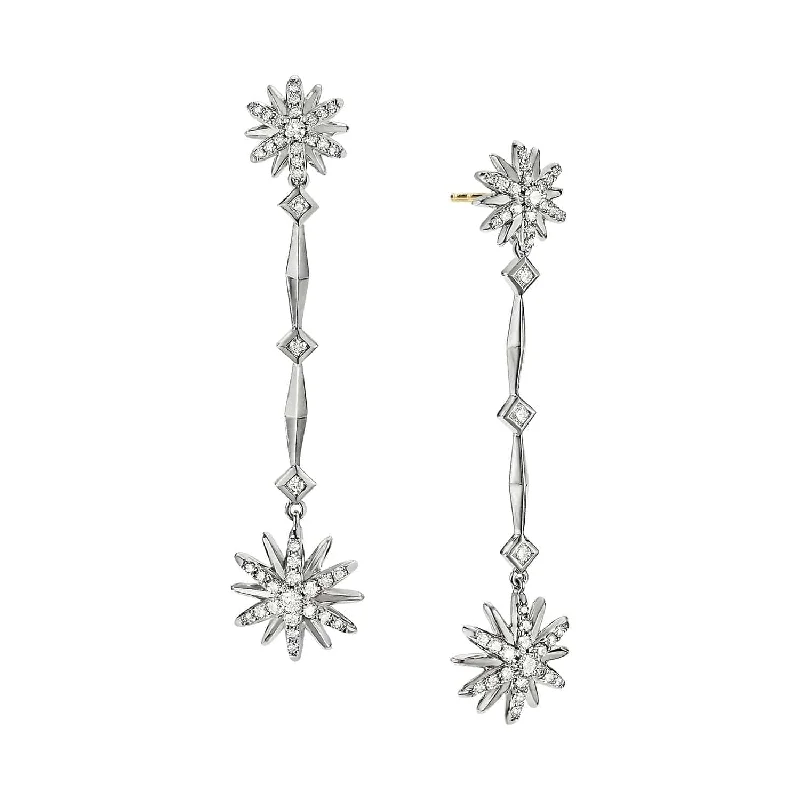 Diamond Starburst Long Drop Earrings