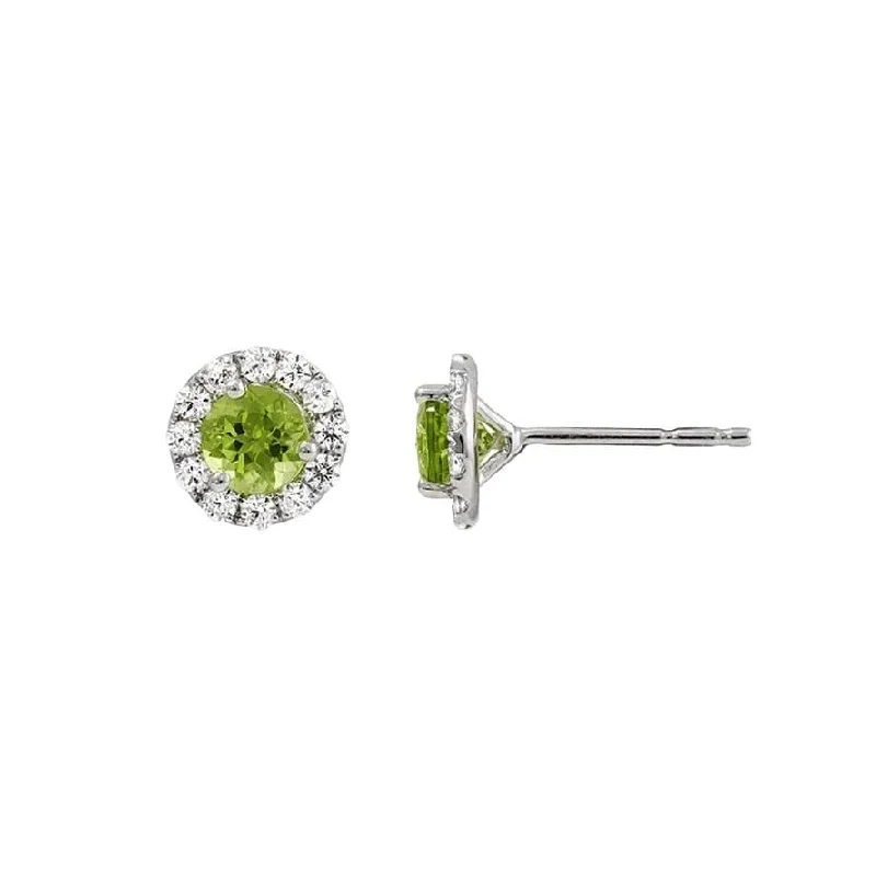 Peridot and Diamond Halo Earrings