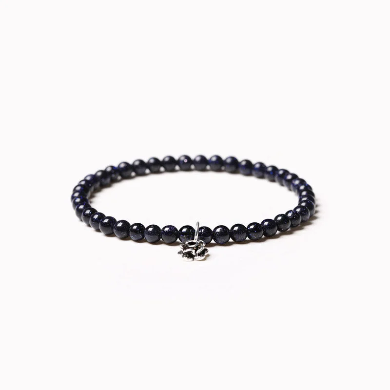 Obsidian Blue Sandstone Beaded Bracelets Handmade Gemstone Jewelry Accessories for Women Men