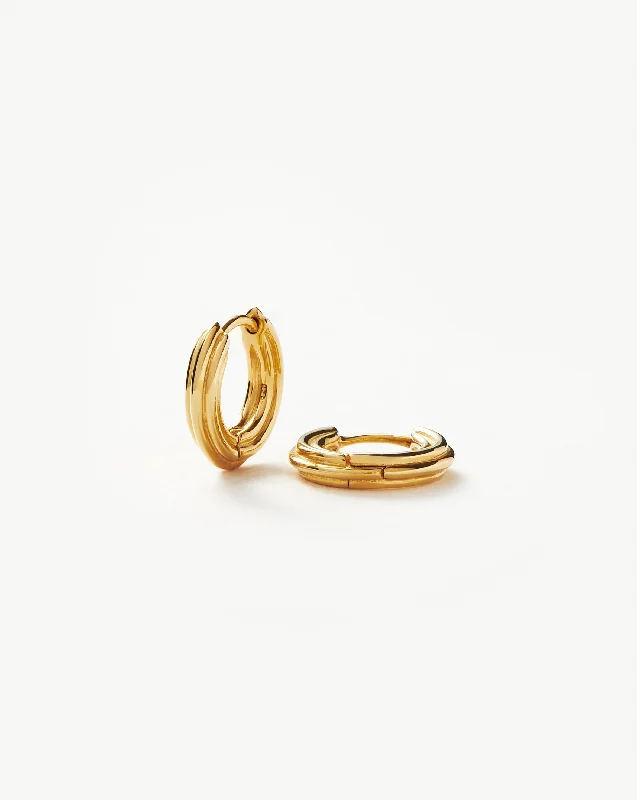 Ridge Mini Hoop Earrings | 18ct Gold Plated