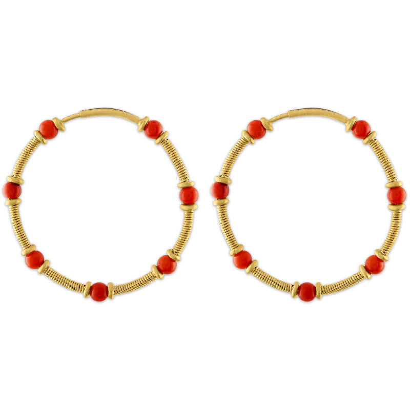 Antique Coral Zeno Hoop Earrings