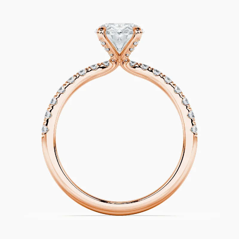 Auriya 14kt Rose Gold Lab Grown Oval Diamond Engagement Ring with Unique Diamond Prong (F-G, VS)