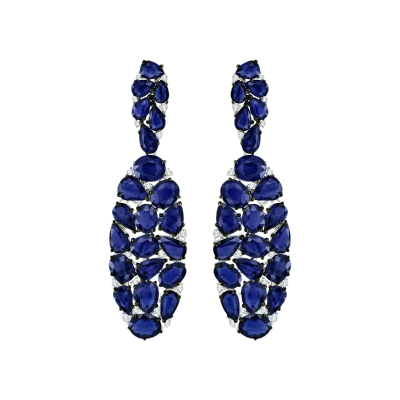 Blue Sapphire and Diamond Mosaic Earrings