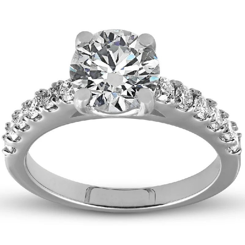 Pompeii3 14k White Gold 2.10 ct TDW Diamond Round Solitaire Engagement Ring Clarity Enhanced (G-H,SI1-SI2)