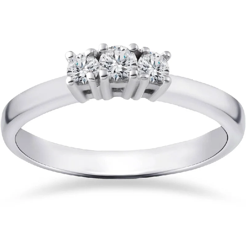 1/2ct Three Stone Lab Created Diamond Engagement Ring 14K White Gold