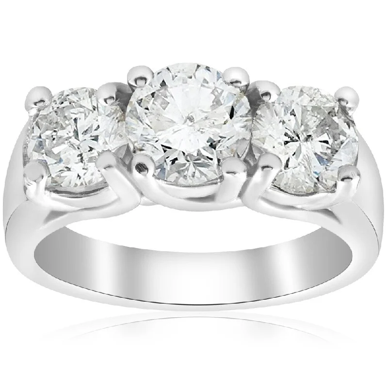 Pompeii3 14k White Gold 3ct TDW Clarity Enhanced Diamond 3-Stone Engagement Ring