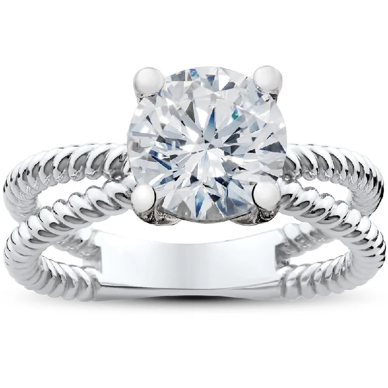 14k White Gold 1 1/2ct TDW Diamond Clarity Enhanced Solitaire Round Brilliant Cut Braided Engagement Ring (H-I, I1-I2)