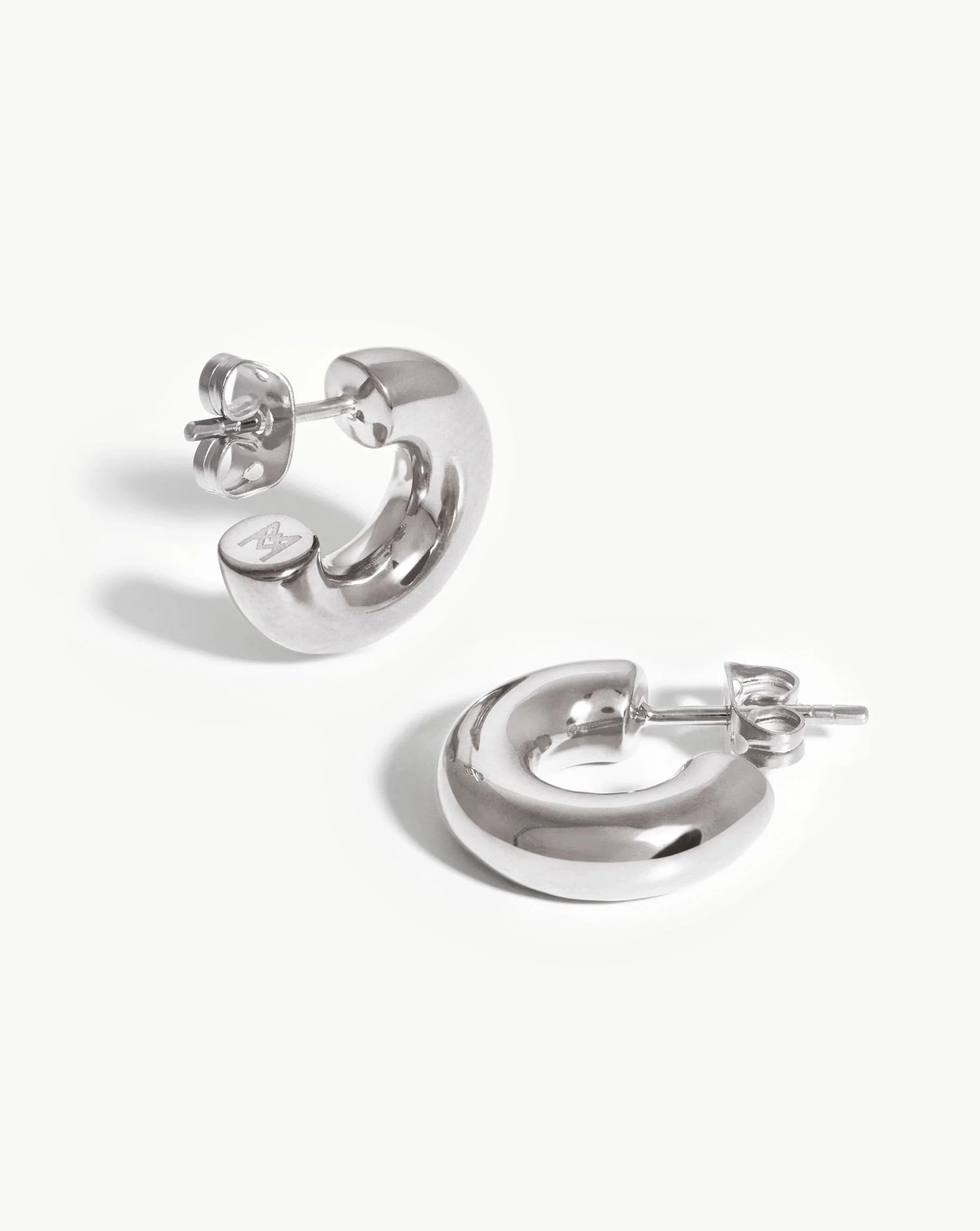 Chubby Tunnel Small Hoop Earrings  | Silver Plated