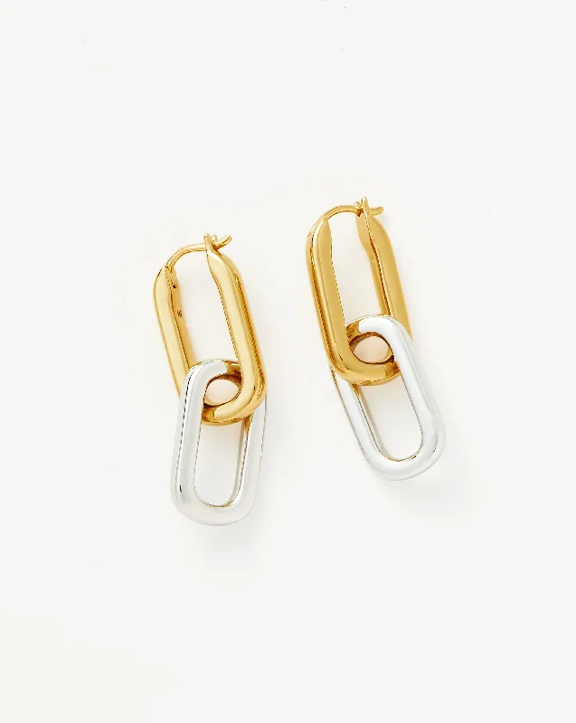 Ovate Double Link Hoop Earrings