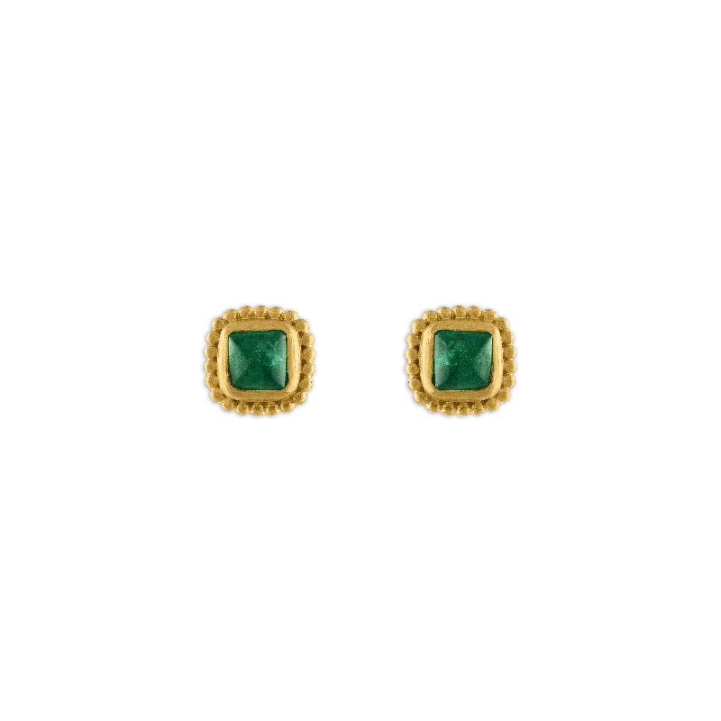 Emerald Granulated Stud Earrings