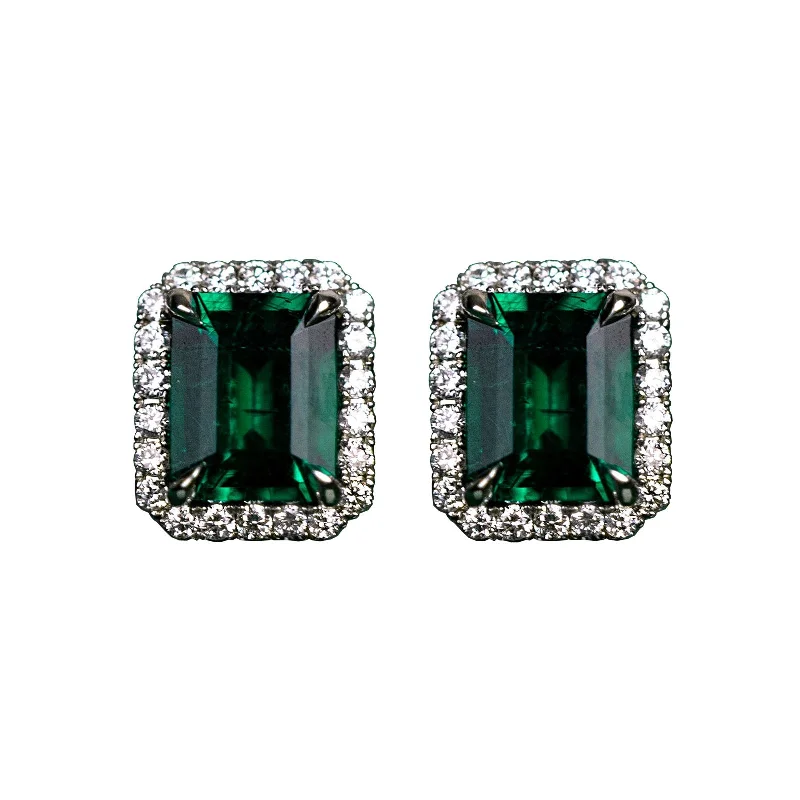 Custom Designed Emerald and Diamond Earrings