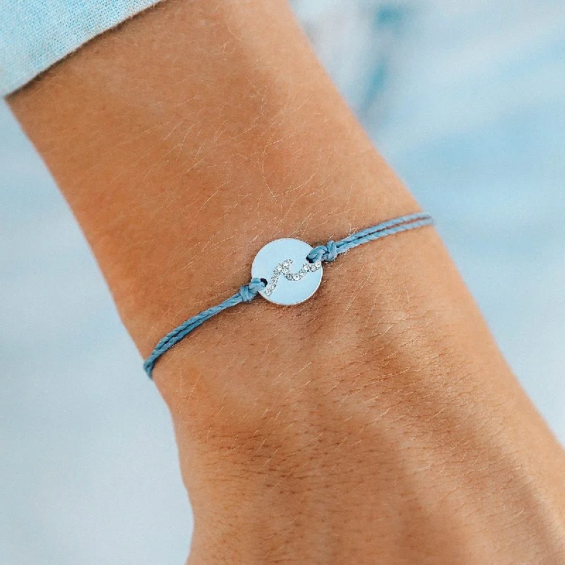 Pura Vida Pave Wave Charm Bracelet in Blue Steel