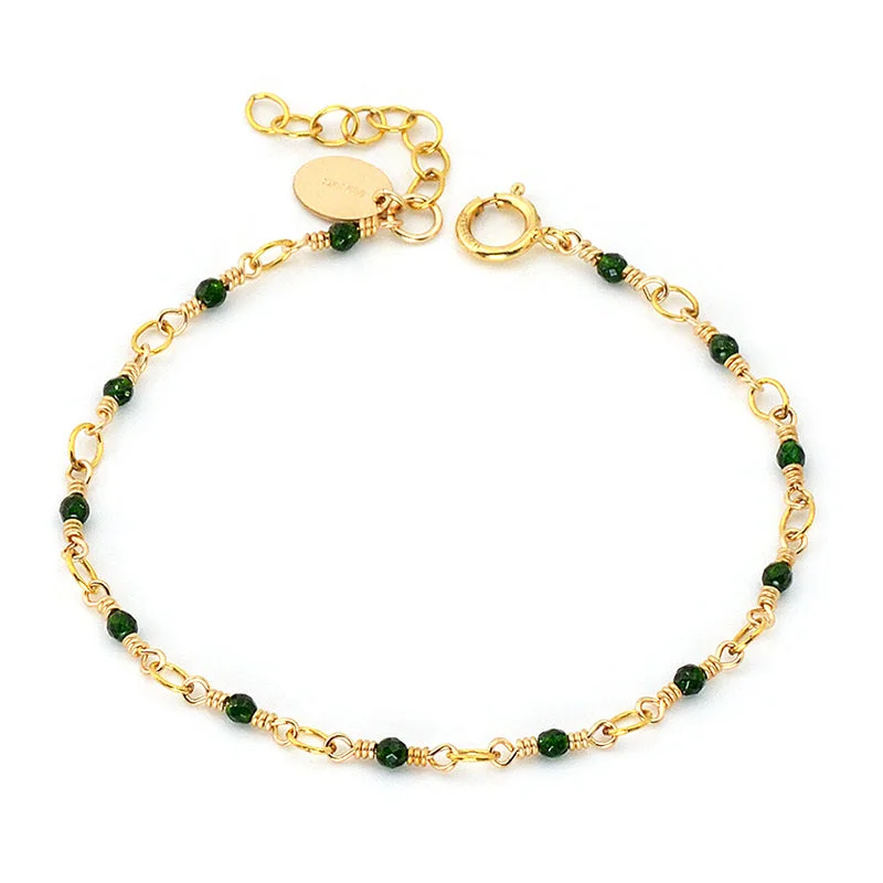 Women's 14K Gold Charm Bracelet Jade Beaded Bracelets for Women