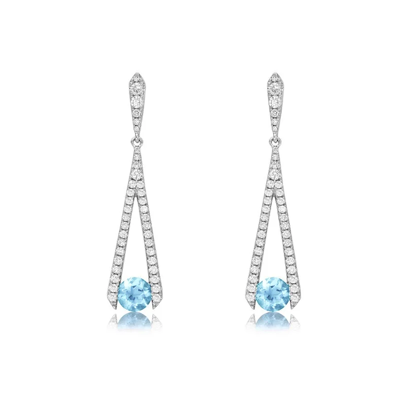 Aquamarine & Diamond Dangle Earrings