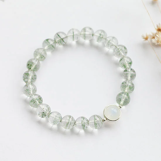 Garden Crystal and Moonstone Beaded Bracelet Handmade Jewelry Accessories Women