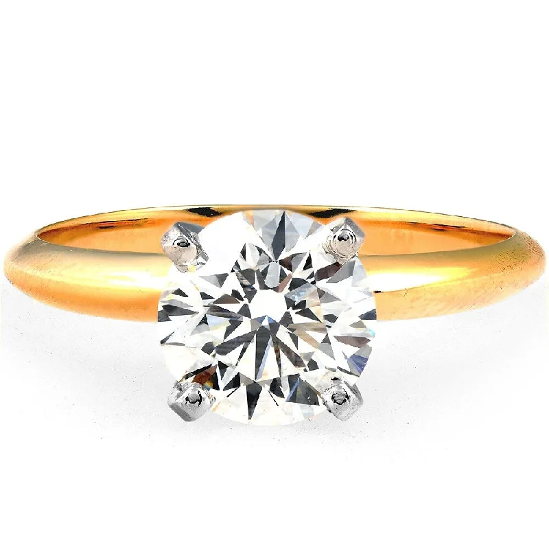 1.52 CT Lab Grown Diamond Platinum 18k Yellow Gold Engagement Ring Certified