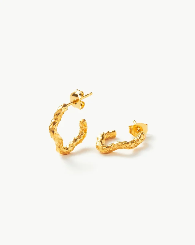 Serpent Textured Squiggle Hoop Earrings | 18ct Gold Vermeil