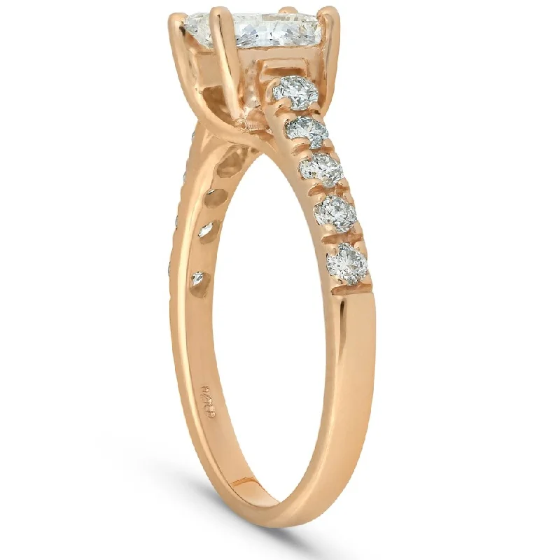 Pompeii3 14k Yellow Gold 1 1/4ct TDW Princess Cut Diamond Clarity Enhanced Engagement Ring - White