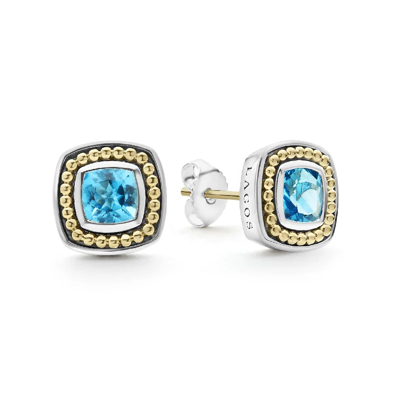 Swiss Blue Topaz Stud Earrings