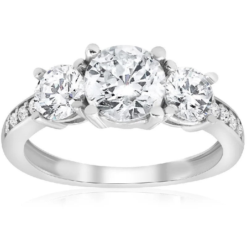 14K White Gold 1 3/4 ct TDW Diamond Three Stone Engagement Ring (J-K,I2-I3)