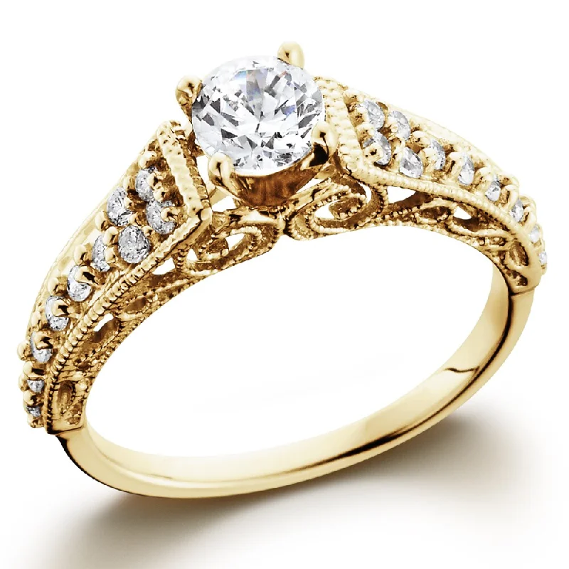 14k Yellow Gold 3/5TDW Vintage Diamond Engagement Ring