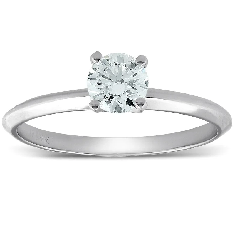 Pompeii3 14k White Gold 1/3 Ct TDW Diamond Solitaire Engagement Ring Lab Grown Eco Friendly