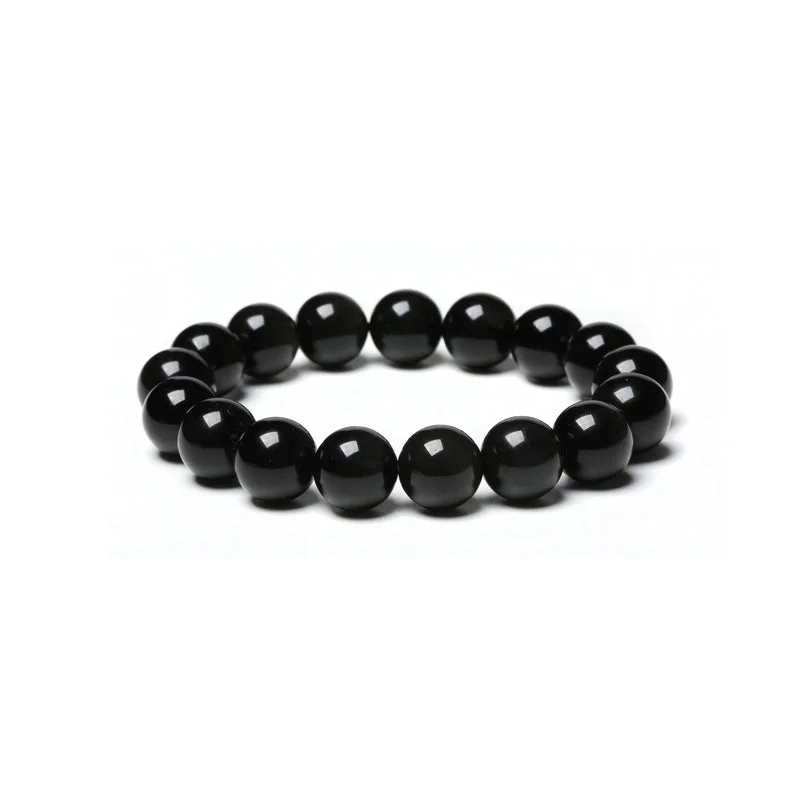 Obsidian Bead Bracelet Handmade Lovers Jewelry Accessories for Women Men