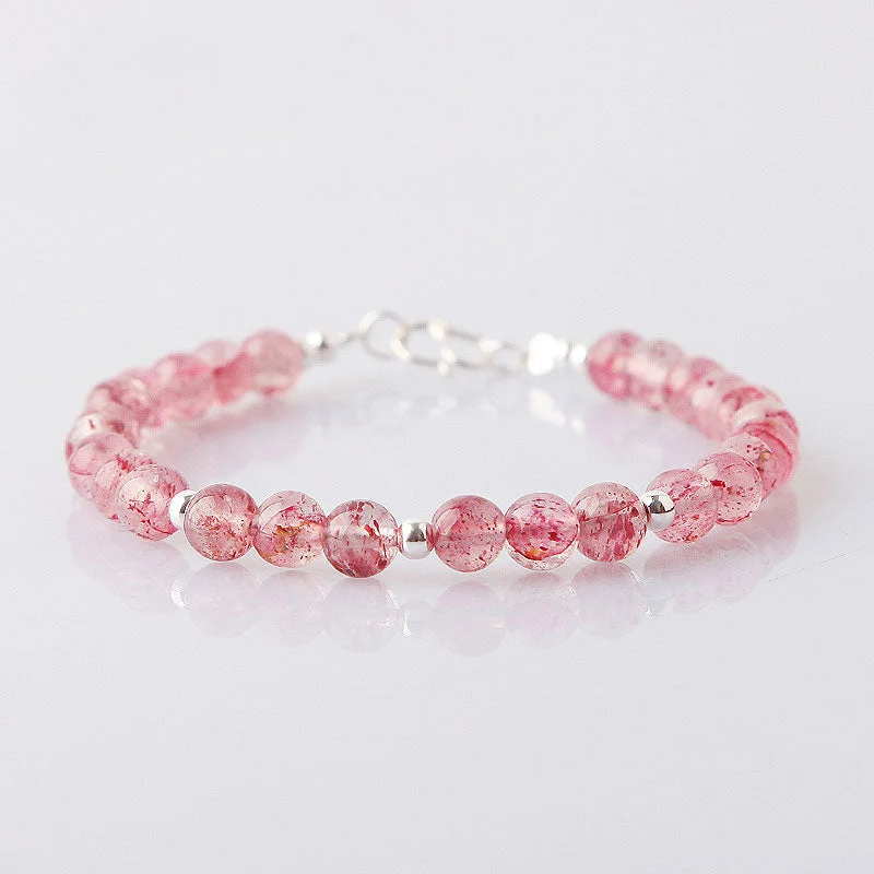 Strawberry Quartz Beaded Bracelets Handmade Jewelry Accessories Gift for Women