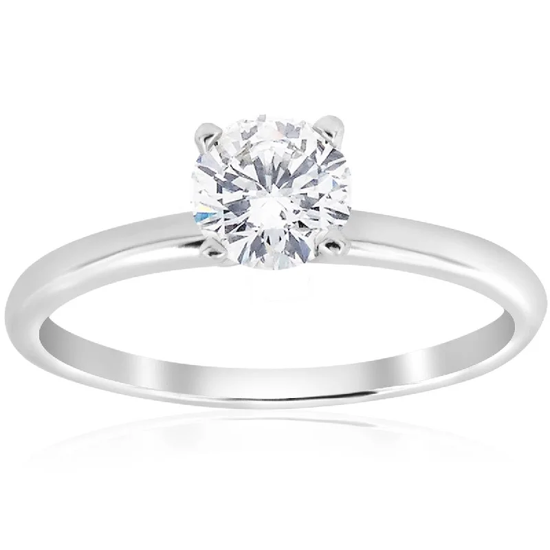 5/8 Ct Diamond Solitaire Engagement Ring 14k White Gold