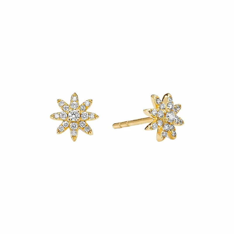 Petite Starburst Stud Earrings with Diamonds