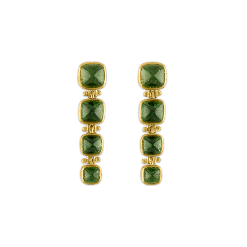 Green Tourmaline Quad Hinge Earrings