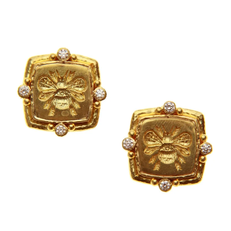 Gold 'Bee' and Diamond Earrings