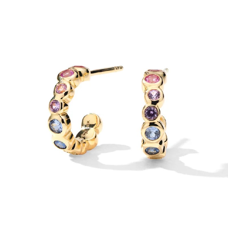 Rainbow Sapphire Starlet Mini Hoop Earrings