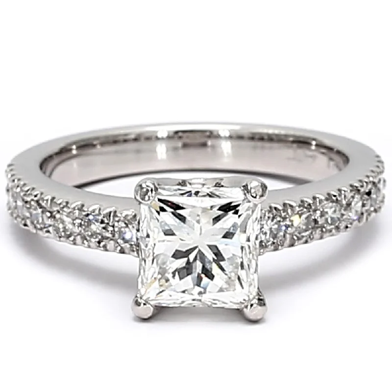 VS 2.38Ct Certified Princess Cut Diamond Platinum Engagement Ring