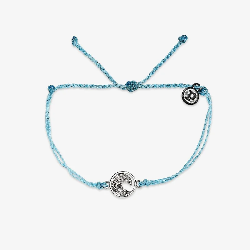 Pura Vida Swell Charm Bracelet - Silver - Crystal Blue